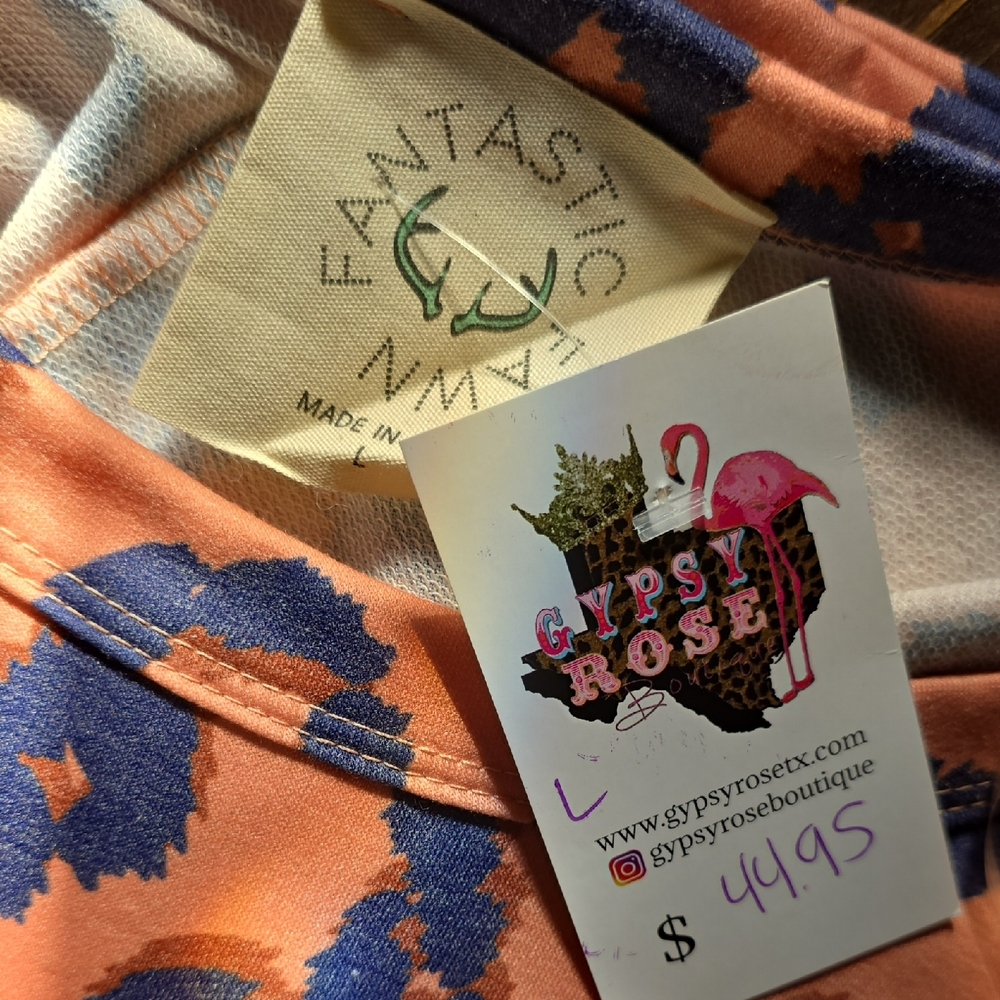 Fantastic Fawn Orange and Blue Patterned Top